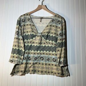 Vintage Susan Lawrence Boho Floral Peasant Top XL USA Y2K Cottagecore